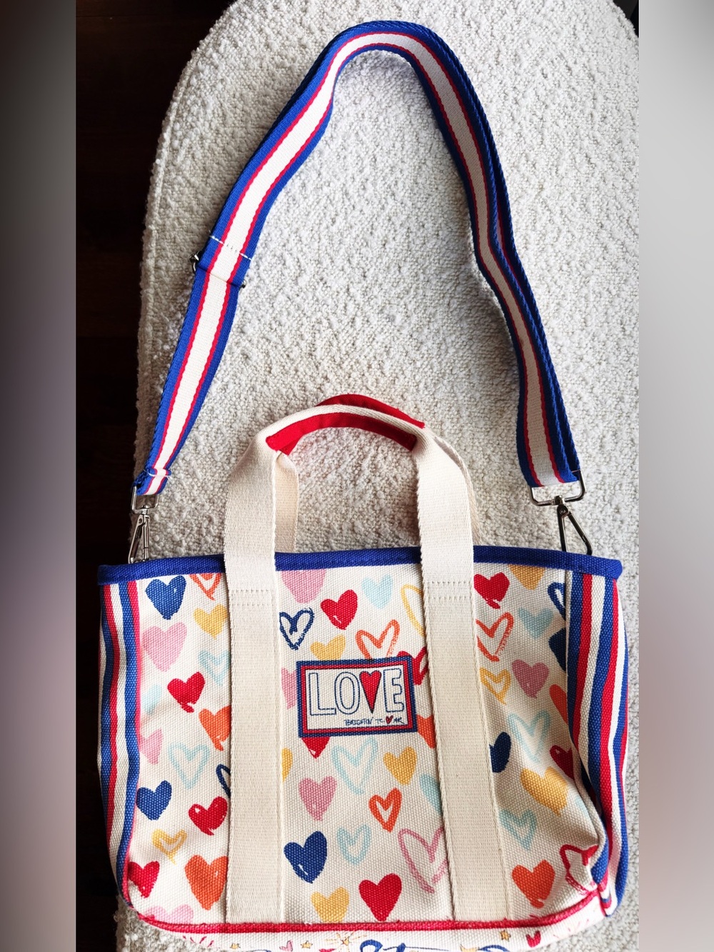 Brighton Love Mini Tote Crossbody Bag Hearts Red White Blue